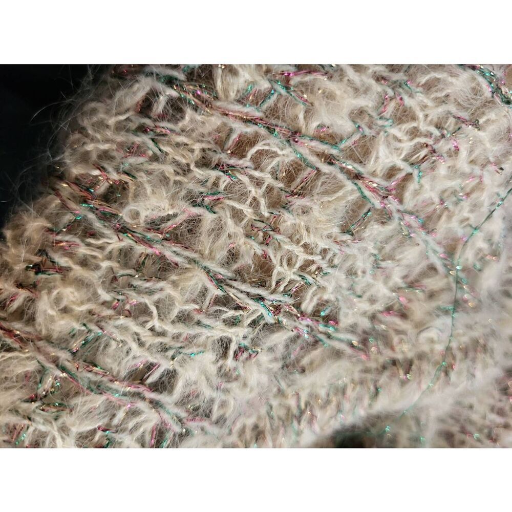Vintage Outlander Sweater Women's Medium Mohair Wool Metallic Tie Waist - Picture 4 of 5